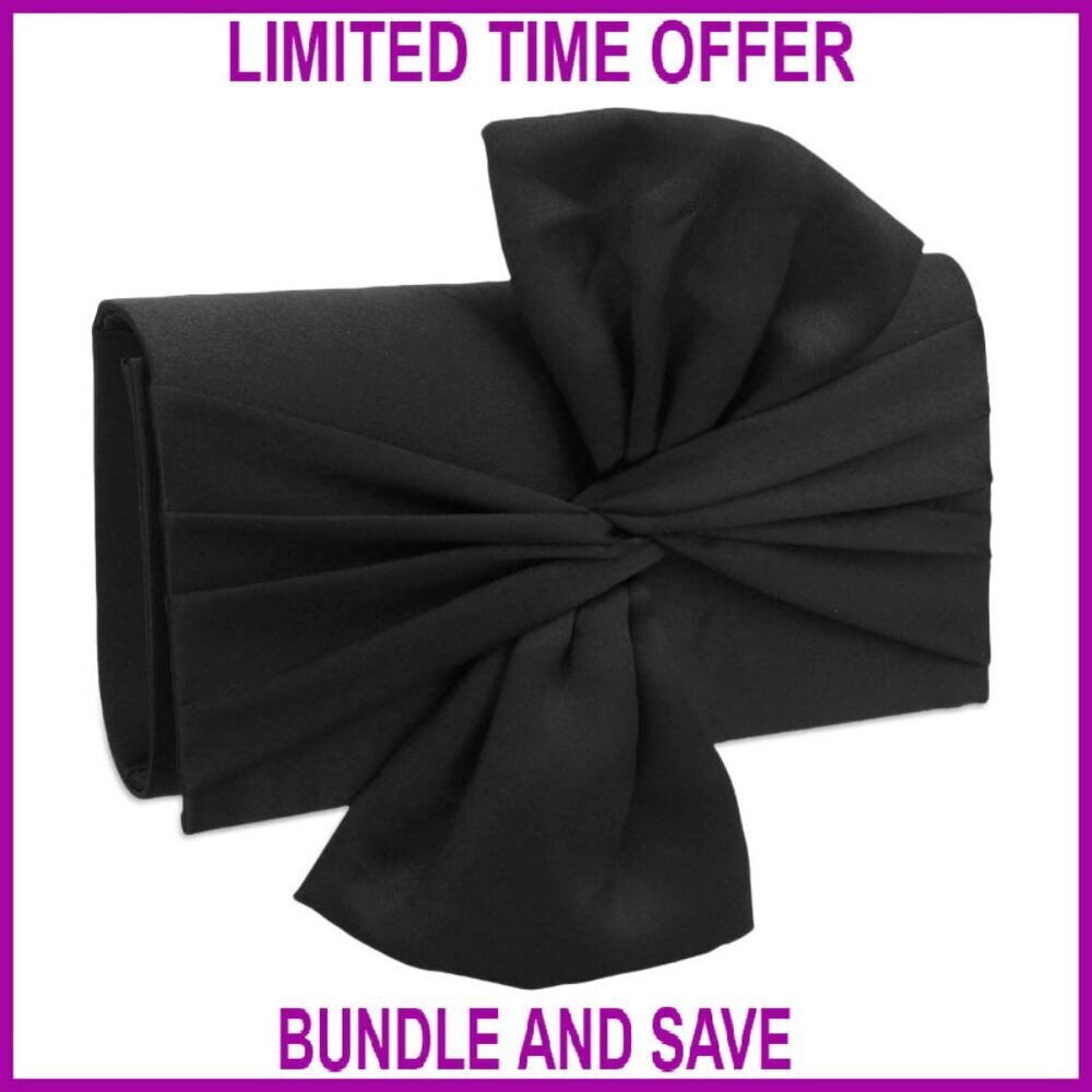 Satin Bow Clutch Evening Bag with Detachable Strap Formal Wedding Party